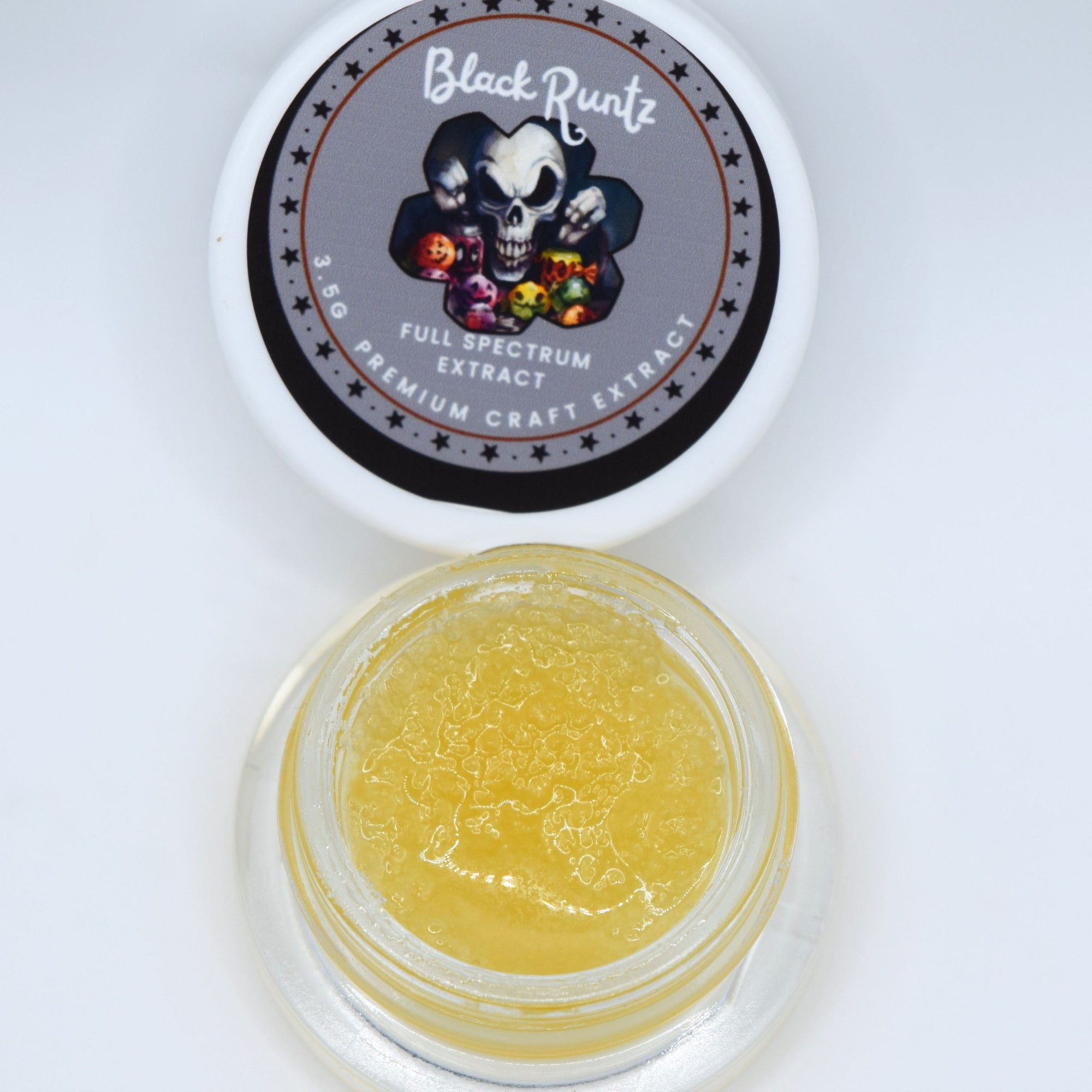 Black Runtz Live THCa Sugar with golden crystalline extract, terpene-rich sauce, and dark berry candy aroma profile.