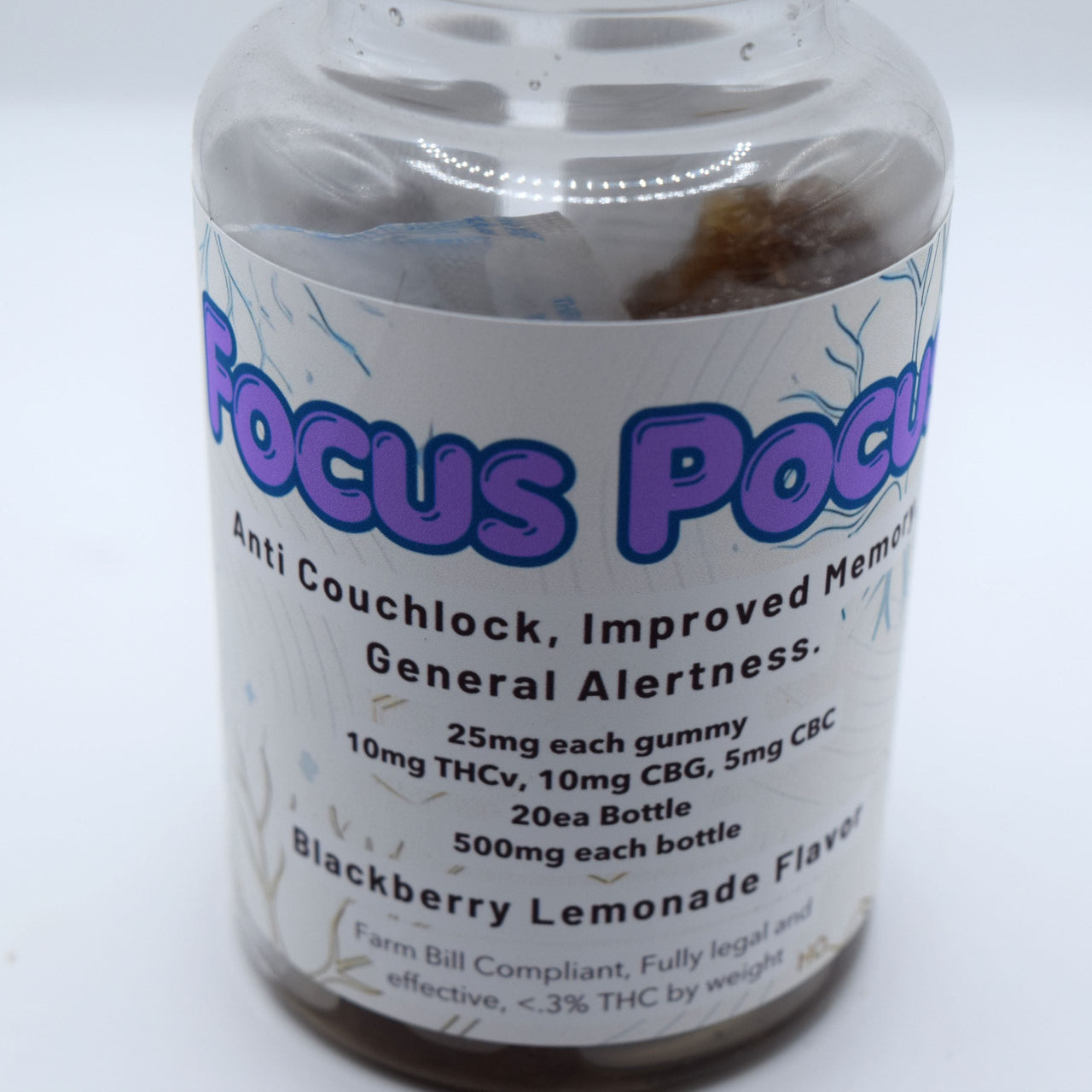 Focus minor-cannabinoid gummy containing 10mg THCV, 10mg CBG, and 5mg CBC in a non-intoxicating daytime formula.