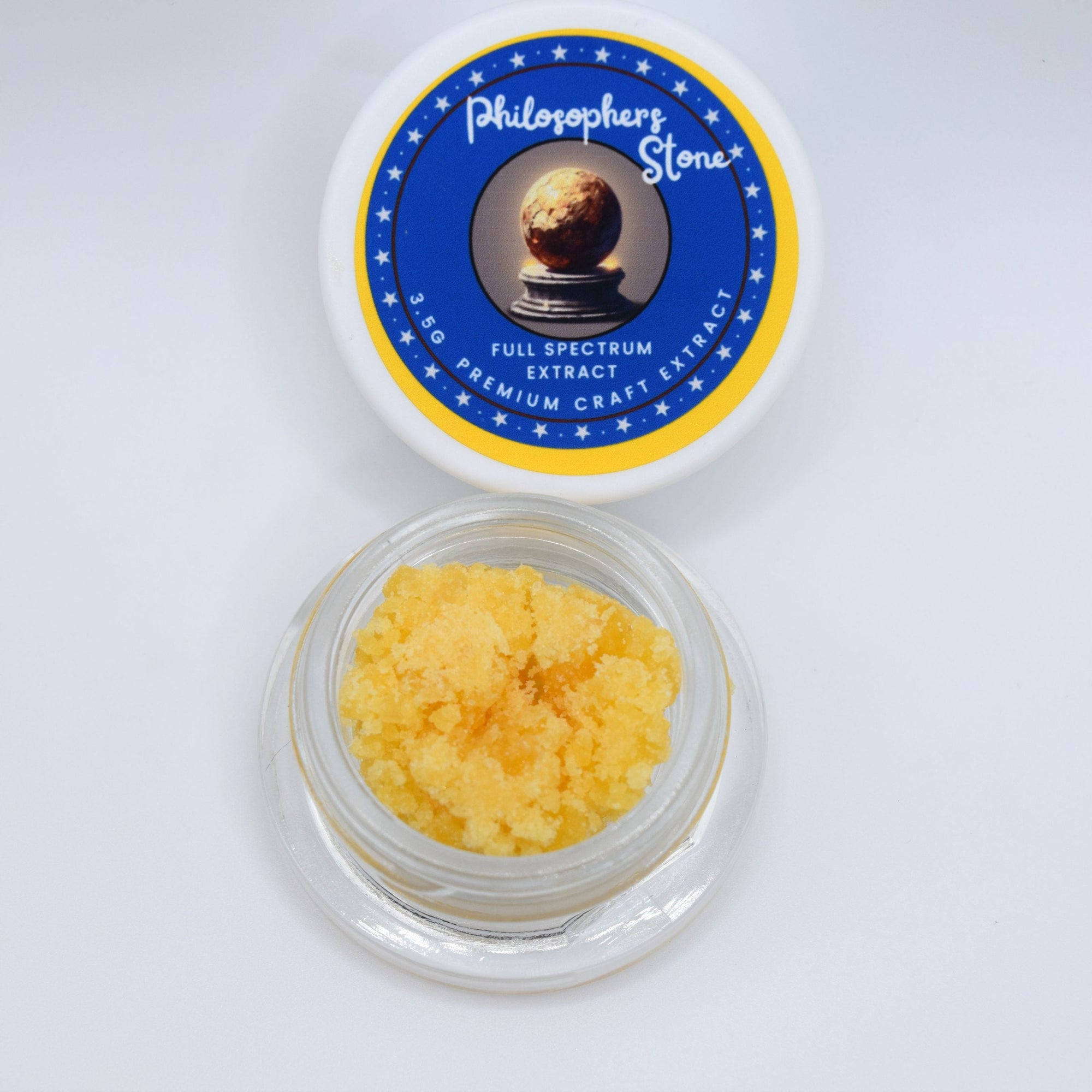 Philosopher’s Stone THCa Mixed Full Spectrum Extract with golden amber texture and layered berry, citrus, tropical fruit, pine, resin, earth, and gas profile.
