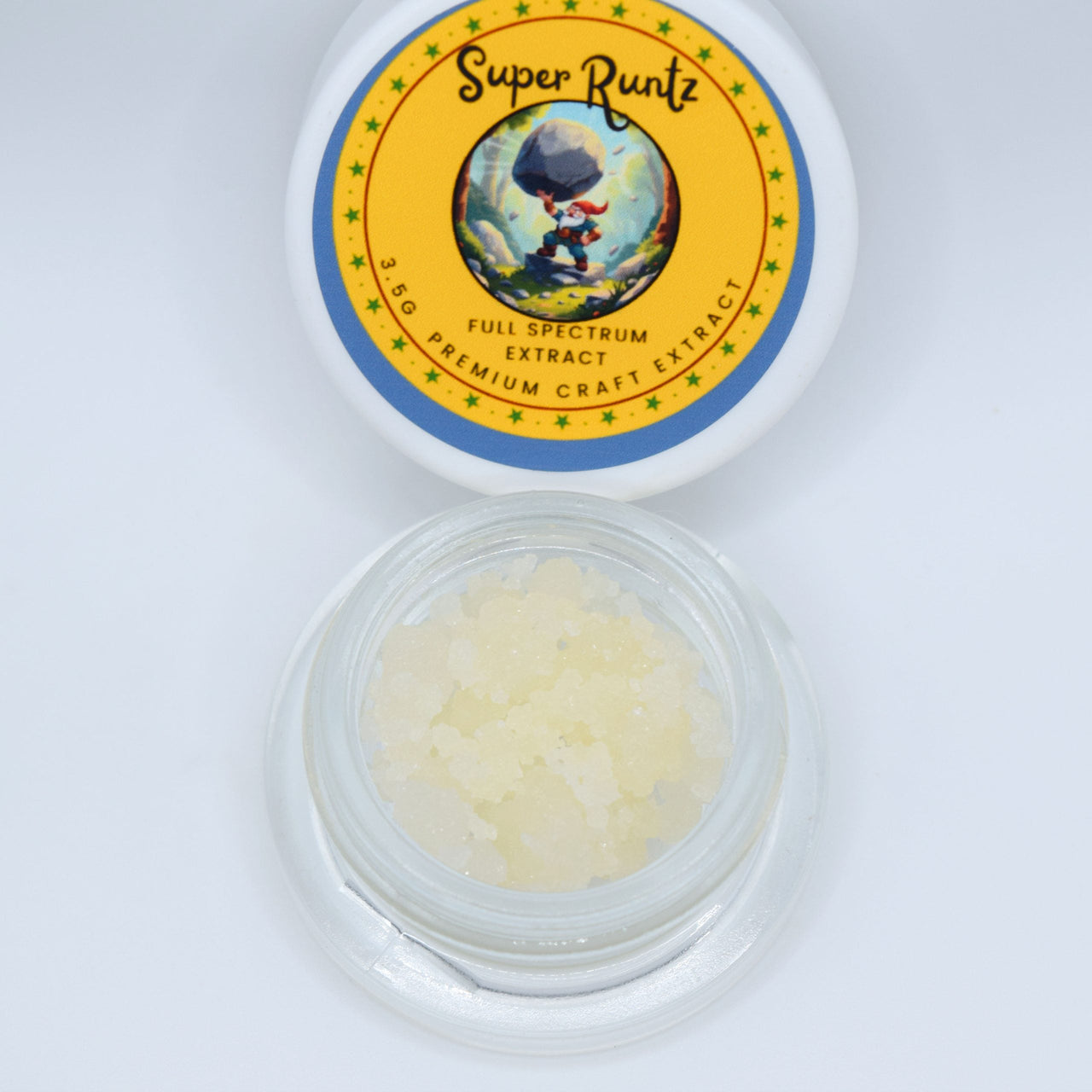 Super Runtz THCa full spectrum extract with golden amber consistency and sweet candy gas aroma profile.