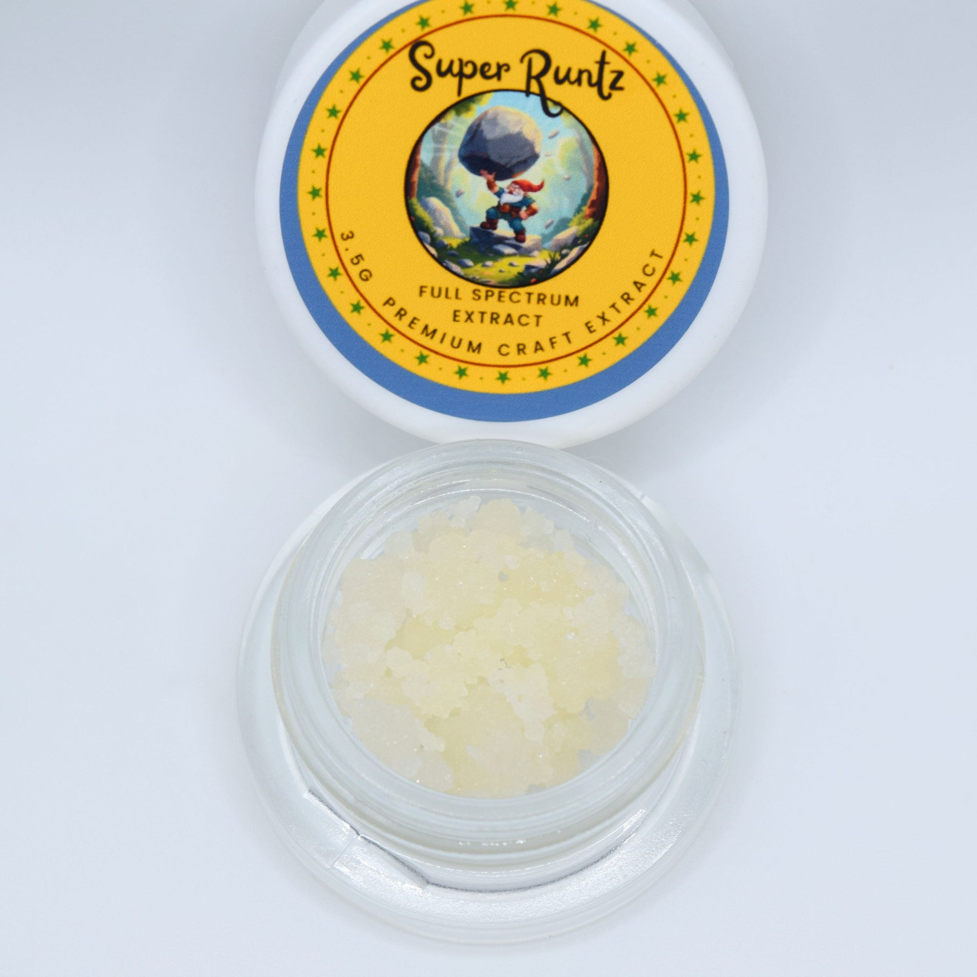 Super Runtz THCa full spectrum extract with golden amber consistency and sweet candy gas aroma profile.