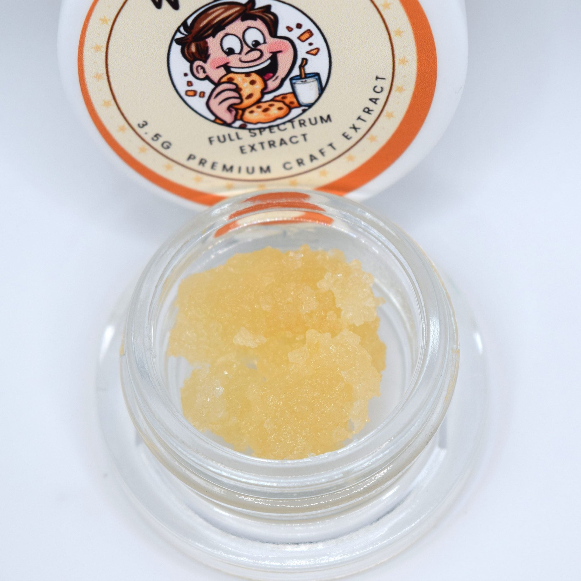 Woah Si Dos THCa live extract with glossy golden resin and a sweet cookie dough, nutty earth, citrus spice, pine, and gassy terpene profile.