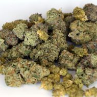 Mixed greenhouse-grown THCa flower ounce with multiple strains in a single 28g bag.