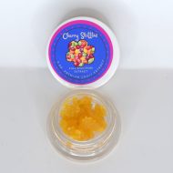 Cherry Skittlez THCa sugar full spectrum extract with golden crystals and terpene-rich sauce.