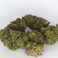 Sweetberry THCa deps flower showing green buds with light berry aroma and moderate trichome coverage.