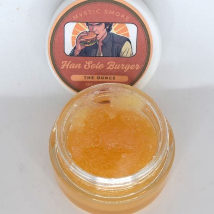 Han Solo Burger THCa full spectrum extract showing creamy light gold finish with terpene-rich consistency.