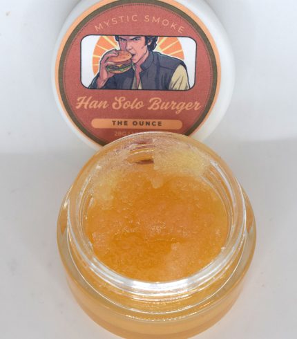 Han Solo Burger THCa full spectrum extract showing creamy light gold finish with terpene-rich consistency.