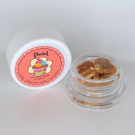 Sherbet THCa cured crumble full spectrum extract showing light gold crumbly concentrate texture.