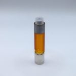 Mystic Smoke Pure Resin THCa cartridge showing golden full spectrum resin oil in 510 vape cartridge.