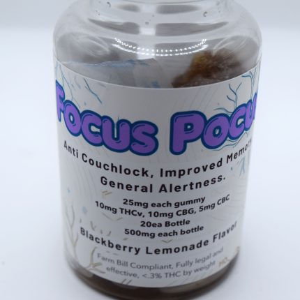 Focus minor-cannabinoid gummy containing 10mg THCV, 10mg CBG, and 5mg CBC in a non-intoxicating daytime formula.