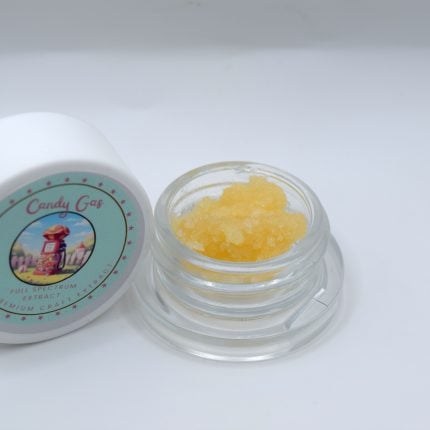 Candy Gas Full Spectrum THCa Extract with golden amber concentrate texture and sweet candy fuel aroma profile.